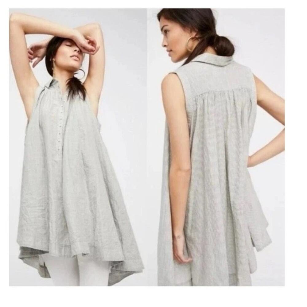 Free People 'Young Spirit' Striped Dress Tunic Lagenlook Asymmetrical Hem XS